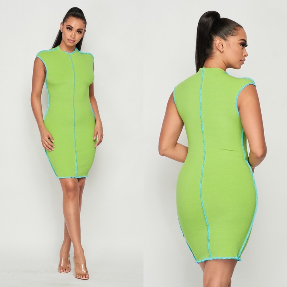Green Ribbed Dress - Picture 5 of 5